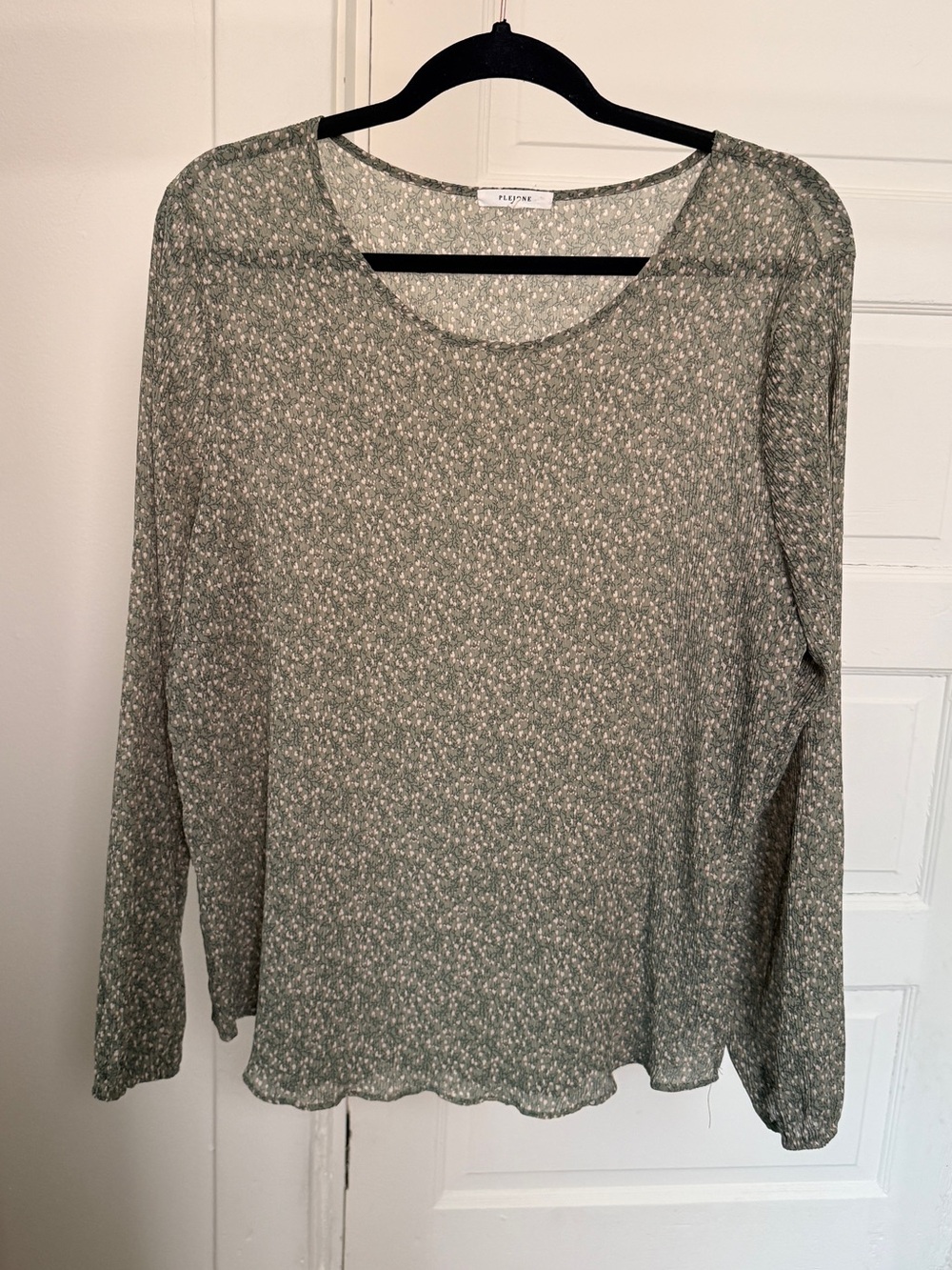 Pleione Sage Green Mini Floral Long-Sleeve Tee
